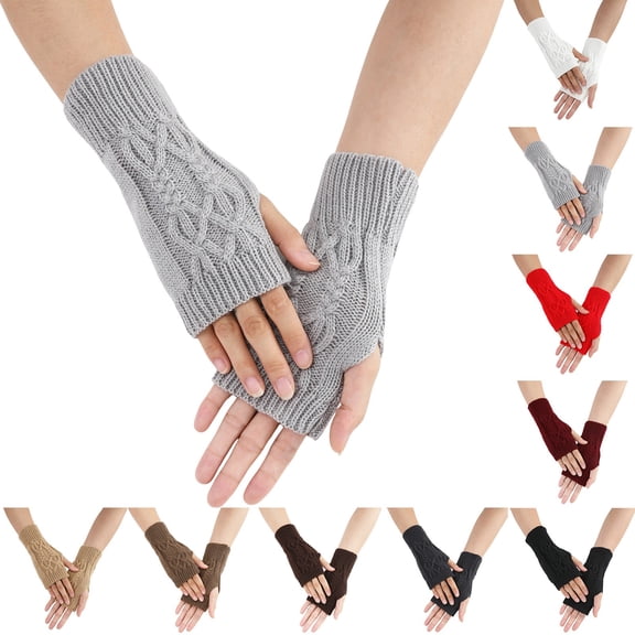 COMVALUE Women Fingerless Thick Gloves for Outdoor Arm Warmers Half-Finger Stretchy Gloves Office-Typing-Wrists (Dark Gray, One Size)