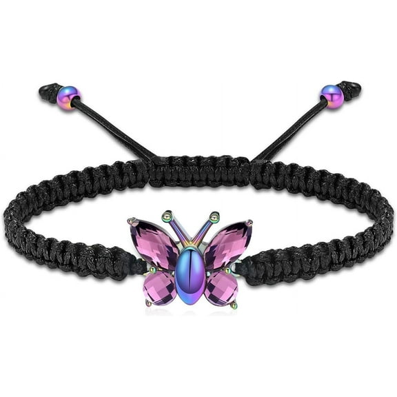 Butterfly Urn Bracelet for Ashes for Women Handmade Adjustable Braided Rope Urn Bracelet Bangle for Ashes Memorial Cremation Jewelry Gifts
