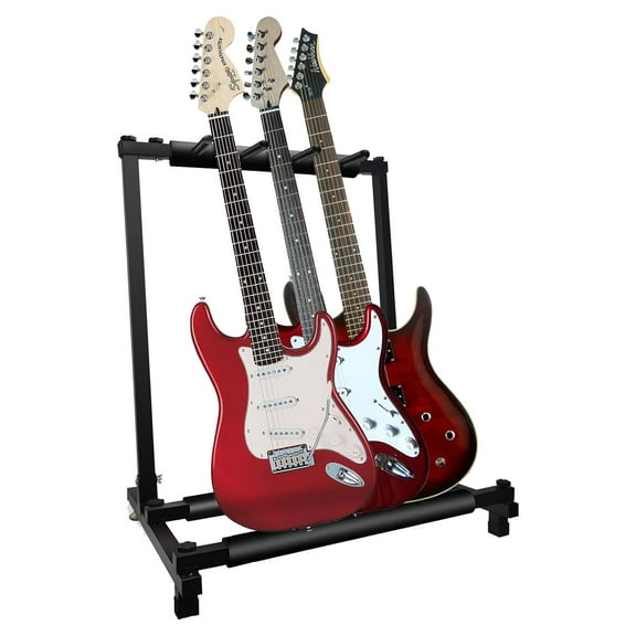 3-Slot Heavy-Duty Guitar Floor Stand – Foldable, Non-Slip Base & Foam Padding for Electric, Acoustic, Bass & Flying V Guitars