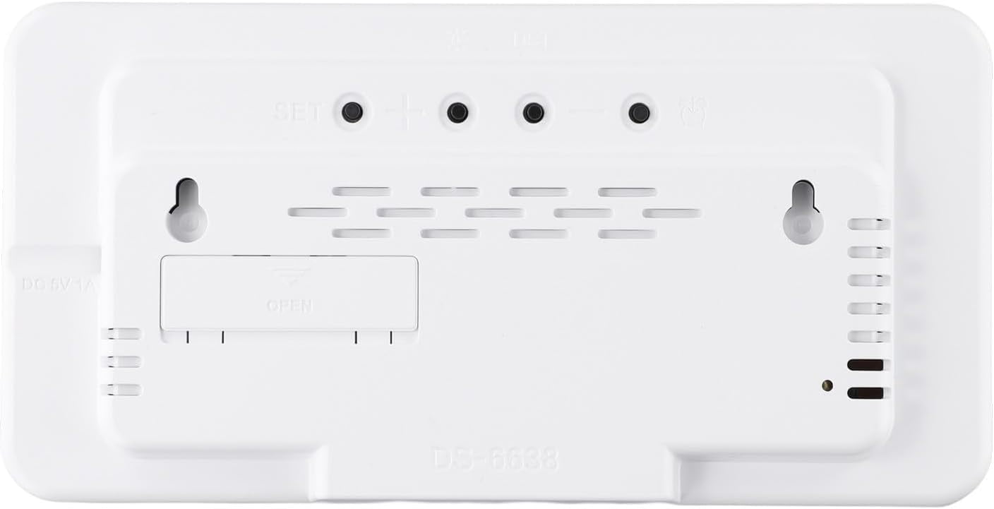 Digital Wall Clock Temperature Display Electronic Desk Clock with Date Week Calendar Voice Control 5 Brightness Levels LED Screen USB Powered Battery Operated