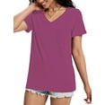 thumbnail image 4 of Womens T Shirts V-Neck Short Sleeve Summer Tops Casual Basic Tees Trendy, 4 of 5