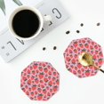 thumbnail image 4 of Vsdgher Cartoon Strawberry Leather Coasters for Drinks, Durable Drink Coasters 4 Set for Tabletop Protection, Luxurious Home Décor and Housewarming Gift ( {designName})Octagon, 4 of 6