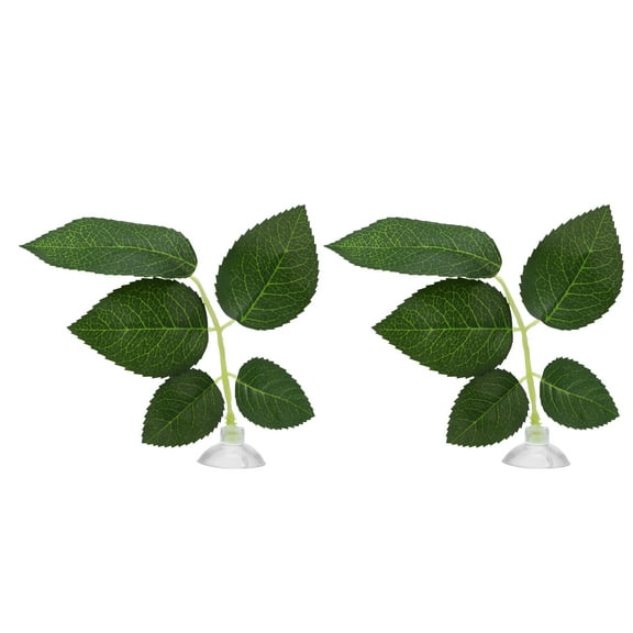 Unique Bargains 2pcs Betta Fish Leaf Pad Hammock Resting Hide Plants Decor Green 3.15"x1.93" with Suction Cup