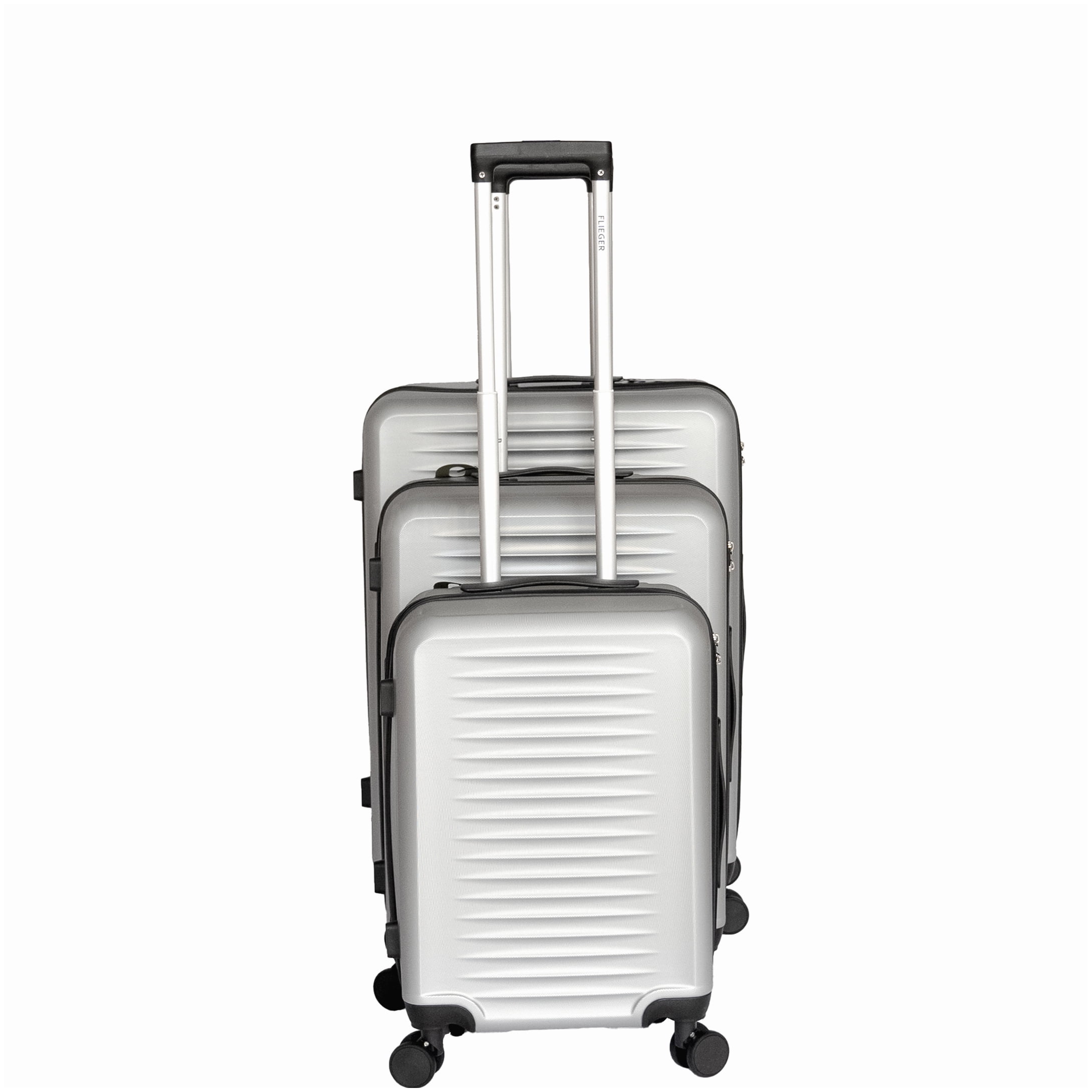 MANGIJOY TSA Approved Lock Luggage Set, 3-Piece ABS Carry-On Spinner Suitcase in Silver Gray