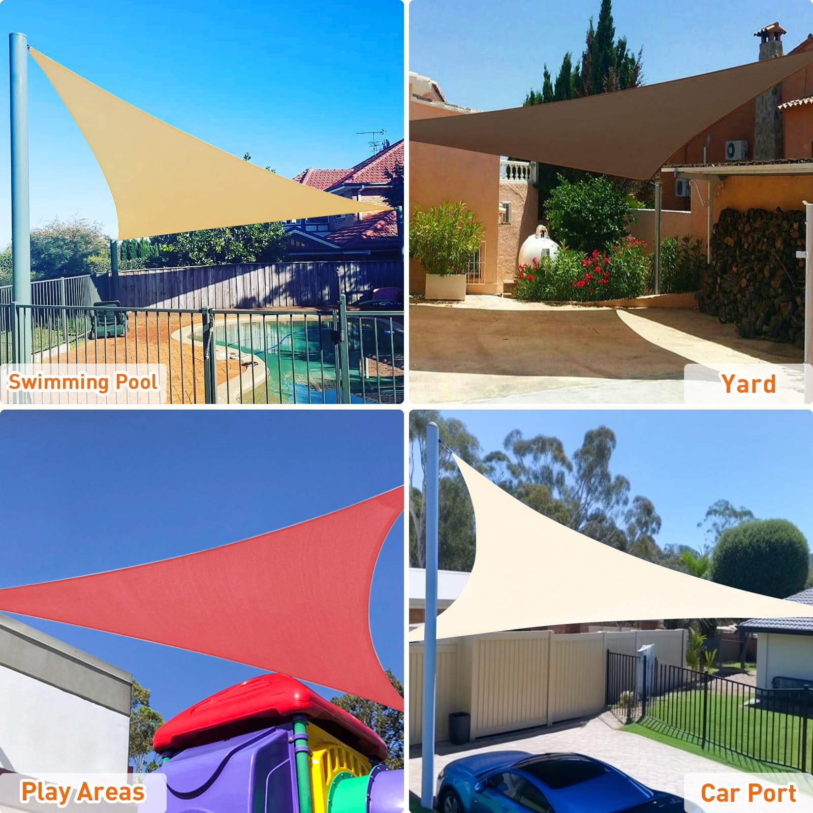 Outdoor Sunshade Sail Canvas Canopies & Privacy Screens Shading for Patio Garden Backyard, 10'x10'x14'