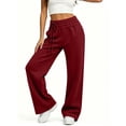 thumbnail image 5 of Sweatpants for Women Wide Leg Fall Lounge Sweat Pants with Pockets Drawstring Elastic Trendy Side Tie, 5 of 7