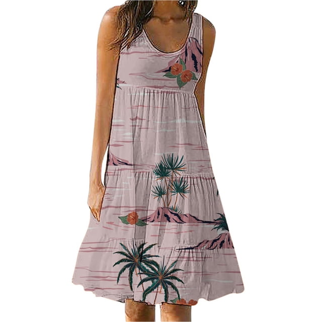 Mefallenssiah Mode Femmes Casual Sexy Cou Carré Impression Robes Été Sans Manches Pull Robe