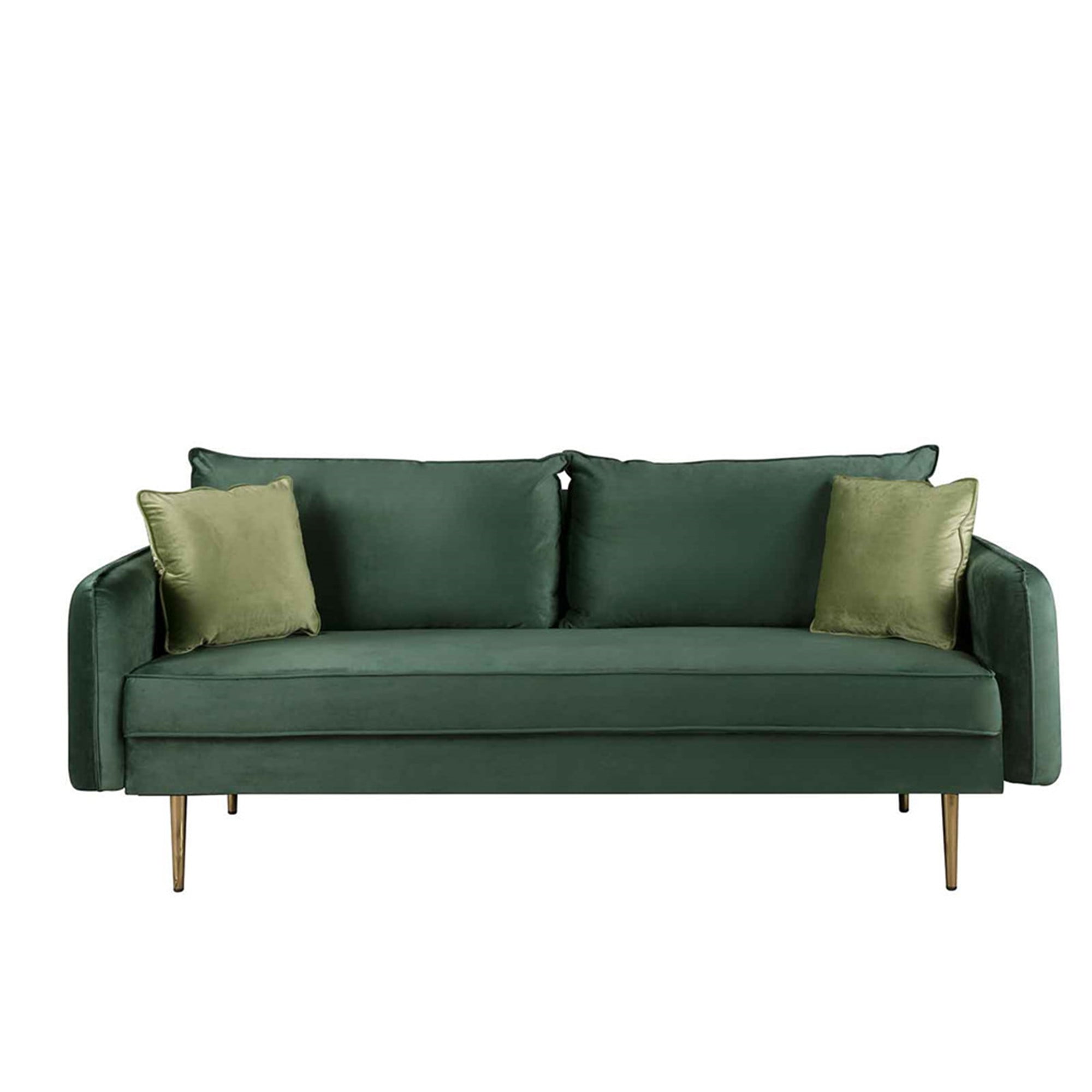 Sunisery Green Long Sofa Retro Solid Color Wooden Couch For Living Room Walmart Com