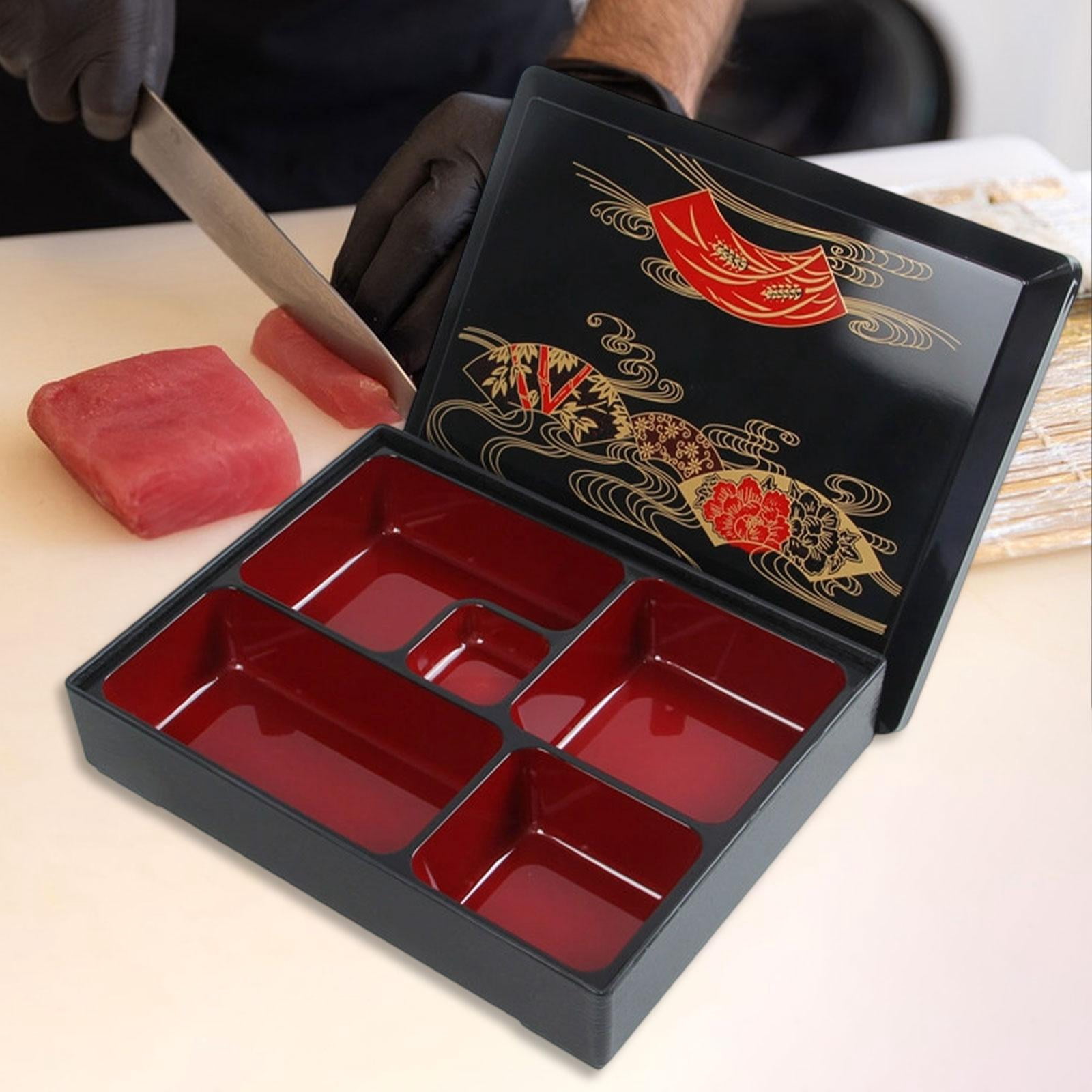 CoudarTitie Japanese Bento Box Lunch Box,Traditional,5 Compartments,with Lid Sushi Tray Food M