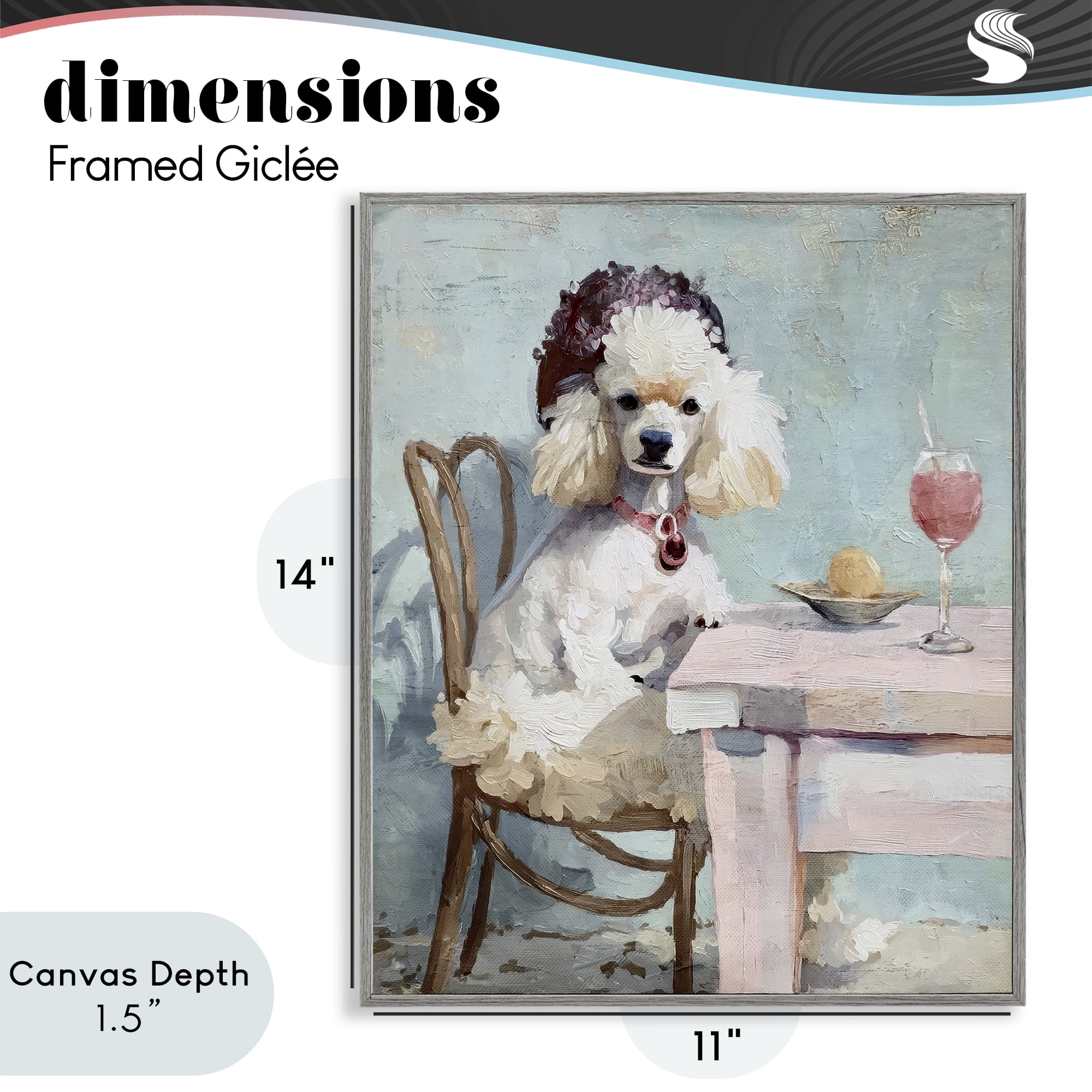 Stupell Industries Ladies Who Lunch Poodle Gray Framed Giclee Art, design by Annabelle Hall