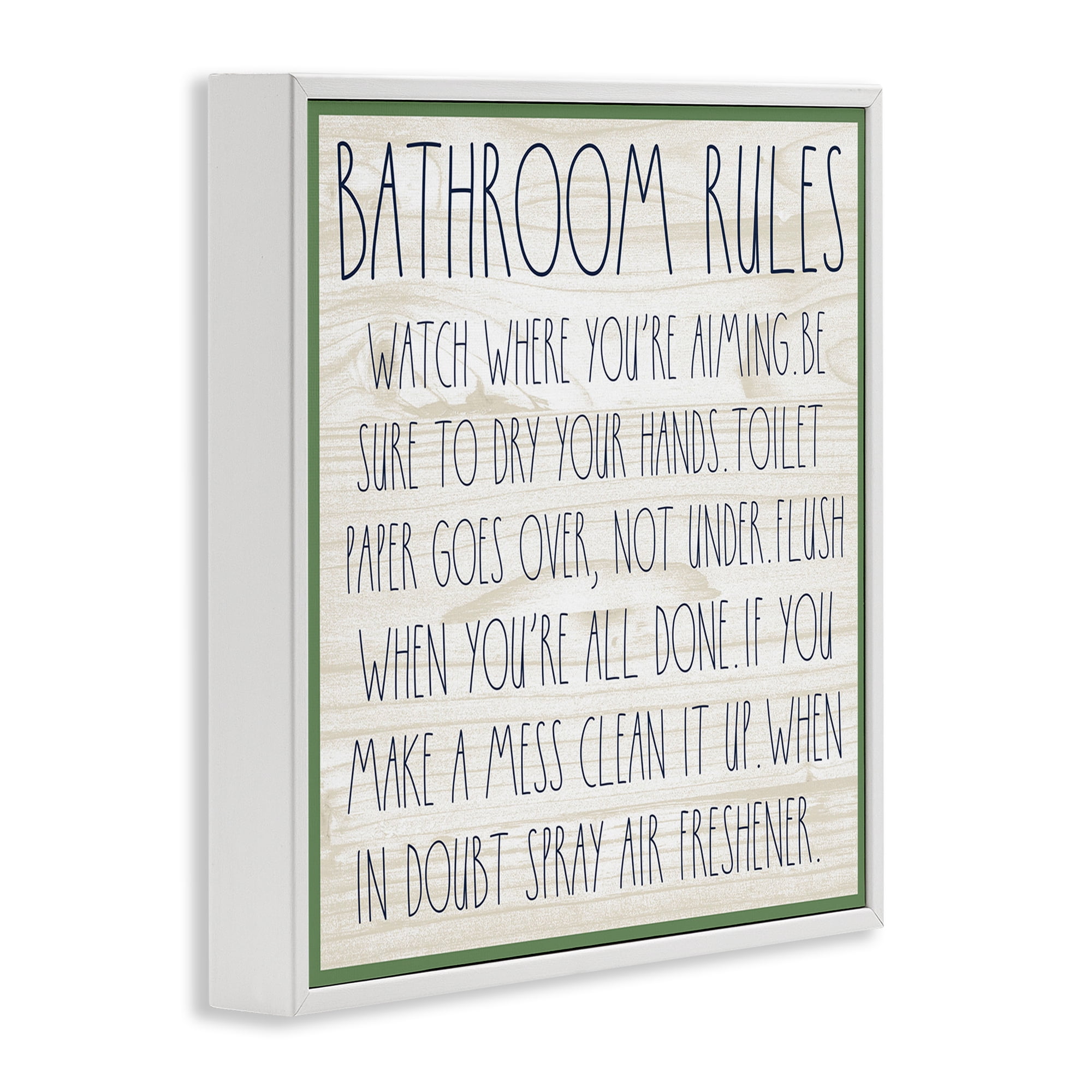 Stupell Industries Rustic Chic Bathroom Typography Painting White Framed Art Print Wall Art, 12 x 12