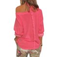 thumbnail image 4 of Women Cold Shoulder Crew Neck Long Sleeve Cut Out Pullover Shirt, 4 of 5