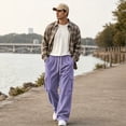 thumbnail image 6 of Baggy Sweatpants Men Open Bottom Joggers Lounge Pants Lightweight Drawstring Waist 4 Pockets Corduroy Loose Workout Athletic Jogger Wide Leg Casual Streetwear Fall Winter Fashion, 6 of 7
