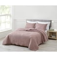 thumbnail image 2 of Chezmoi Collection Pucker 3-Piece Queen Size Bedspread Coverlet Set , Crinkle Textured Diamond Bedding Cover Quilt Set, Woodrose, 2 of 7