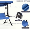 thumbnail image 5 of LAZZO 3-Seat Outdoor Porch Swing, Reclining Lounge Bed Convertible, Adjustable Canopy & Removable Cushions, Blue, 5 of 10