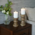 thumbnail image 3 of Mainstays Light Wood Tabletop Pillar Candle Holders, 2PC Set, 3 of 9