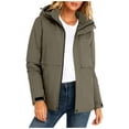 thumbnail image 1 of Parkas pour Femmes, Couleur Unie Décontractée avec Fermeture Éclair, Col Montant, Poche, Capuche, Manches Longues, Col pour Femmes, 1 of 9