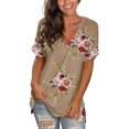 thumbnail image 3 of Camiseta de manga corta con cuello en V y estampado floral para mujer Vhermosa Playeras, Blusas y Tops, 3 of 5