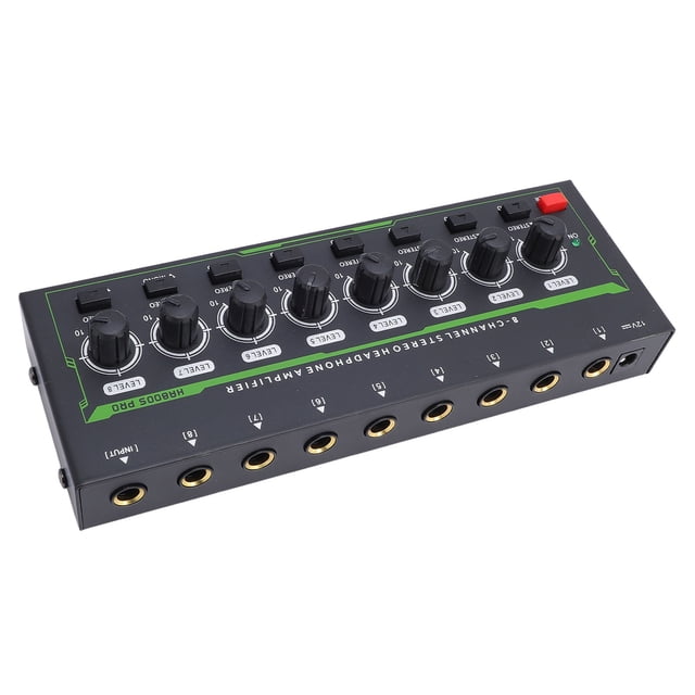 Amplificador de auriculares Estéreo de 8 Canales, Amplificador de Auriculares de Control de Volumen Con Luz Rgb, DJ Stage Sound Studio Mixer Metal 6.35 mm, Para La Transmisión