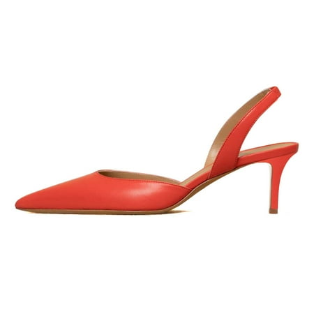 XYD Women Fashion Kitten Heel Slingback Ankle Strap Pumps Pointed Closed Toe Slip On Comfortable Formal Office Lady Shoes Size 12 Red