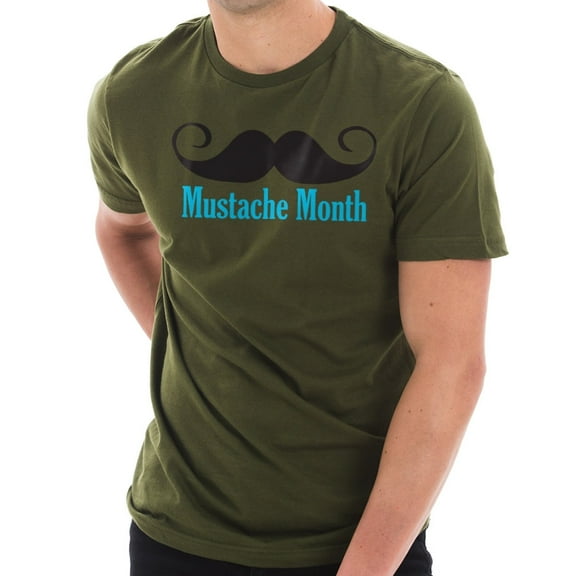 Plus Size Mustache Month Graphic Design Unisex Ring Spun Combed Cotton Short Sleeve Deluxe Jersey T-Shirt - Army Green XL