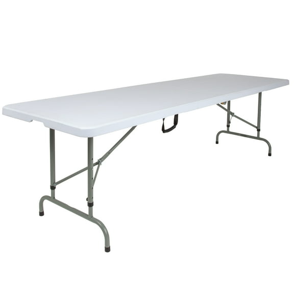 Flash Furniture Kathryn 8' Rectangular Adjustable Plastic Folding Event Table with Handle, White