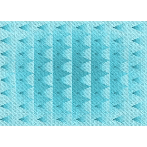 Ahgly Company Indoor Rectangle Patterned Bright Turquoise Blue Area Rugs, 5' x 7'