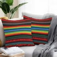 thumbnail image 2 of Ethnic Style Outdoor Pillow Covers Set of 2 Colored Stripes Abstract Modern Art Waterproof Throw Pillow Case Decorative Square Cushion Cover for Patio Couch Garden Balcony, 18"x18", 2 of 9