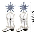 thumbnail image 3 of GHSOHS Sterling Silver Earrings Pearl Beaded Cowboy Boot Drop Dangle Earrings Shiny Rhinestones Pearl Star Snowflake Boot Earrings Fashion Jewelry Birthday Gift Fashion Earings Ear Ring, 3 of 7