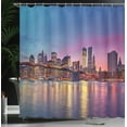 thumbnail image 4 of Ambesonne NYC Shower Curtain, Manhattan Vivid Dusk Skyline, 69"Wx84"L, Multicolor, 4 of 5
