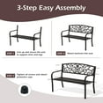 thumbnail image 6 of YRLLENSDAN Metal Outdoor Bench Weatherproof 50inch Patio Bench for 3-person Garden Bench for Outdoors Yard Lawn Porch Park Rust-Resistant Cast Iron Bench with Floral Pattern Backrest,Bronze, 6 of 7