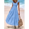 thumbnail image 4 of Vestido largo PRETTYGARDEN para mujer, cuello cuadrado, verano, azul claro, 4 of 9