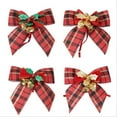 thumbnail image 3 of Lazos delicados de Navidad, moños para regalos con pequeñas campanas, bricolaje, decoración de árbol de Navidad, corbata de lazo de 8x8cm, 1 unids/lote, 3 of 4