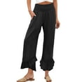 thumbnail image 2 of BLOCLOALO Baggy Pants Linen Pants Summer Women's Linen Pants Fashionable Double Layer High Waisted Wide Leg Pants Loose Pants Lounge Pants Pants with Pockets Black L, 2 of 7