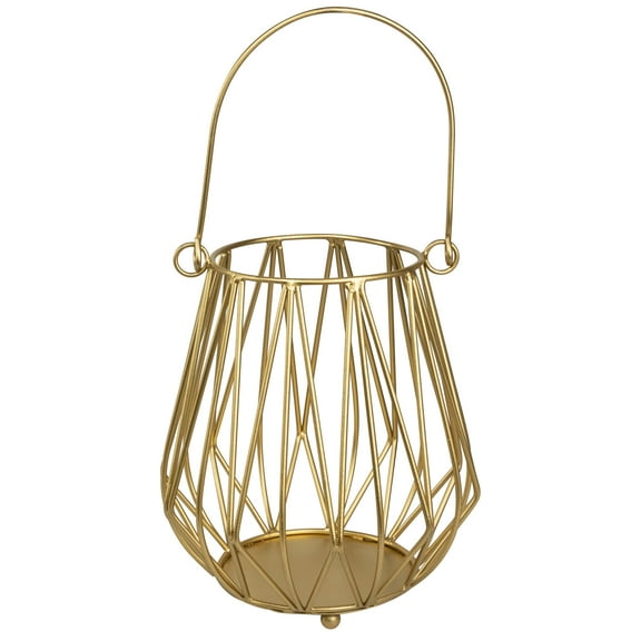 Northlight Basket Style Iron Pillar Candle Holder - 9.5" - Gold Finish