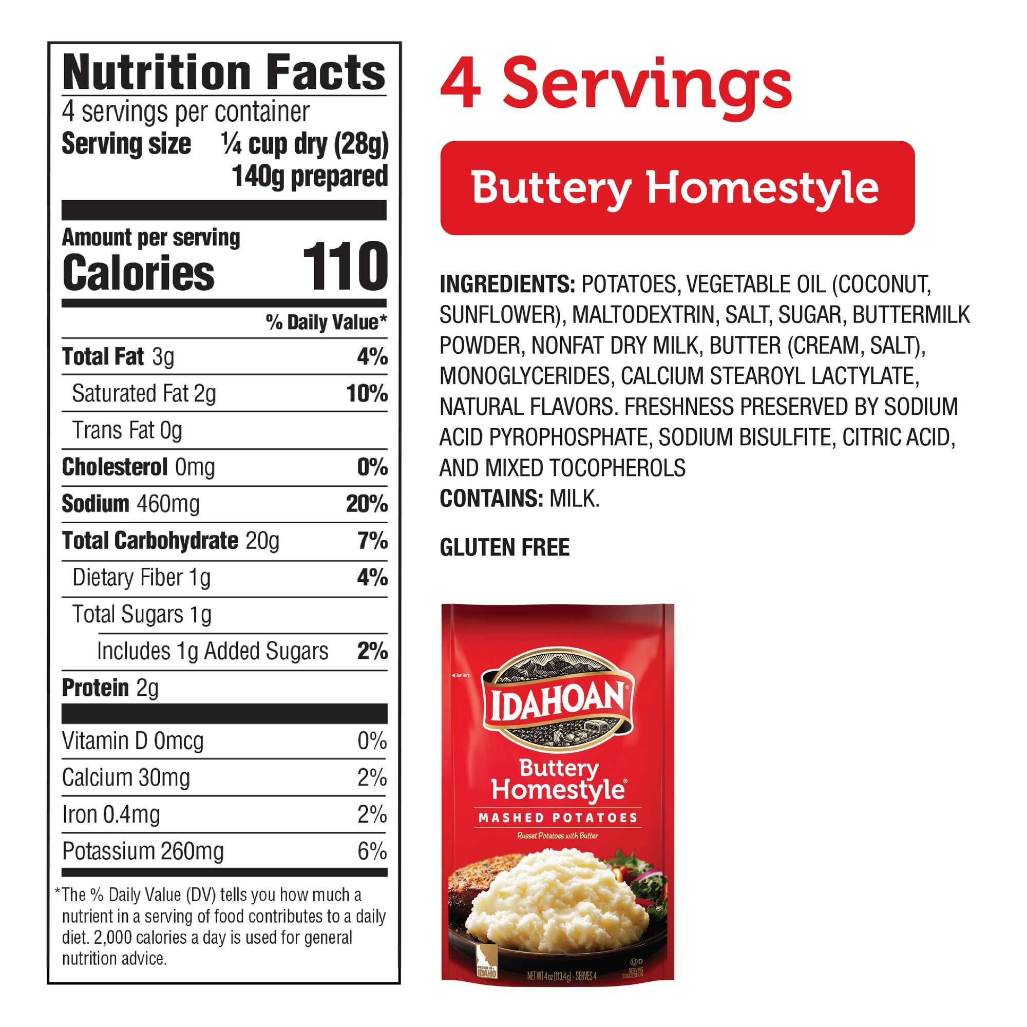 (12 pack) Idahoan Buttery Homestyle Mashed Potatoes , 4 oz