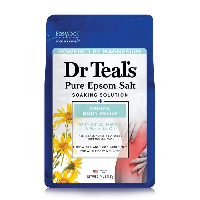Sales de baño Dr Teal's con sal de Epsom, árnica y mentol, 1,36 kg