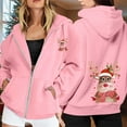 thumbnail image 2 of WILLBEST Sudadera de Mujer Ladies' Christmas Printed Zipper Long Sleeved Pocket Drawstring Casual Hooded Sweatshirt 2144 Chica​​, 2 of 8