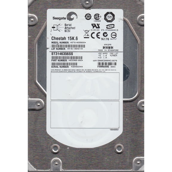 ST3146356SS, 3QN, AMKSPR, PN 9CE066-002, FW 0003, Seagate 146GB SAS 3.5 Hard Drive