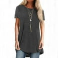 thumbnail image 5 of Savings Clearance 2025! asdoklhq Womens Plus Size Clearance $5,Women Plus Size Round Neck Short Sleeved Long T-Shirt Blouse, 5 of 8