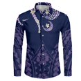 thumbnail image 3 of Camisas hawaianas con estampado 3D de tribu polinesia, camisas casuales de manga larga con cuello alto, blusa con botones para hombre, ropa de otoño, 3 of 5