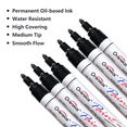 thumbnail image 2 of Black Paint Markers Pens - Single color 6 Pack Permanent Oil Based Paint Pen, Medium Tip, Quick Dry and Waterproof Marker for Rock, Wood, Fabric, Plastic, Canvas, Glass, Mugs, Canvas, Glass, 2 of 7