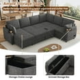 thumbnail image 4 of 109.9" Sectional Sofa Versatile Sofa Bed Sleeper U-shaped with Storage,Two Cup Holders and Charging Ports for Living Room,Grey, 4 of 8