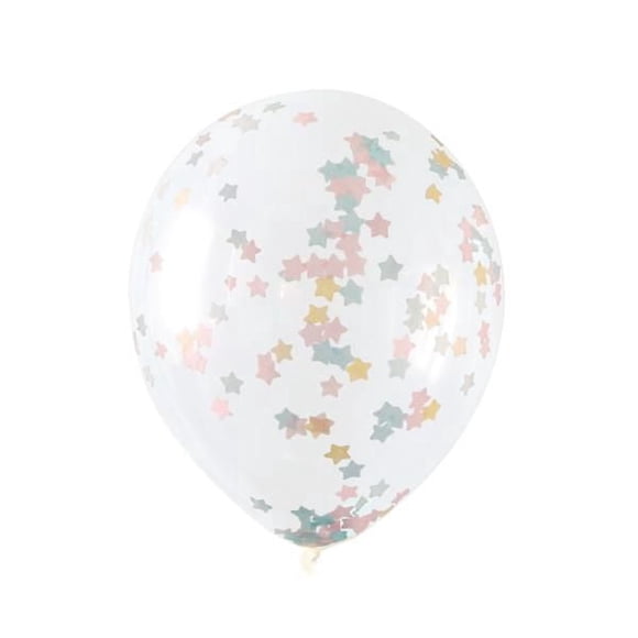 Clear Latex Balloons with Pink, Blue & Gold Star Confetti 16", 5ct