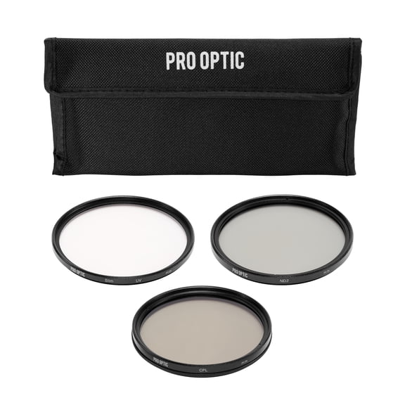 ProOptic 62mm Digital Essentials Filter Kit, with Ultra Violet (UV), Circular Polarizer and Neutral Density 2 (ND2) Filters, with Pouch