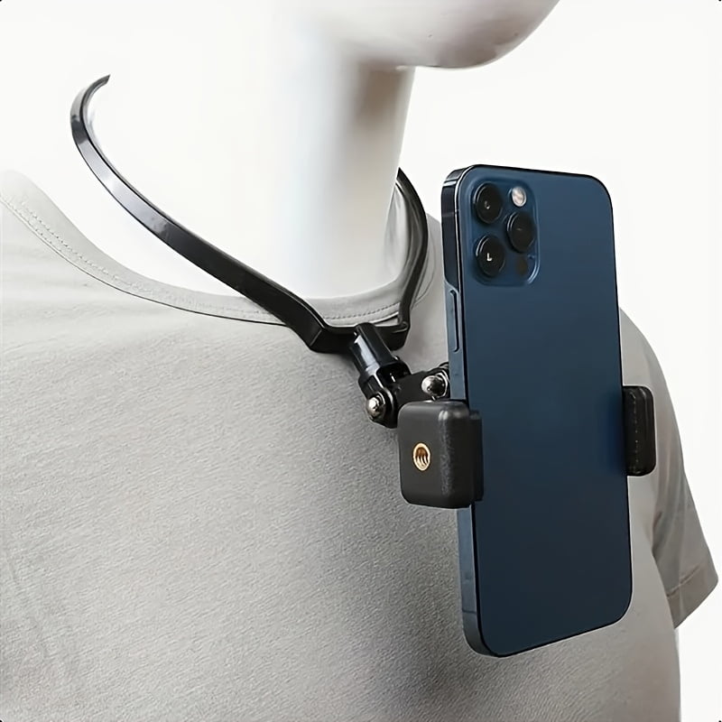 Hands-Free Wearable Neck Phone Holder Mount for Iphone 15 Pro Max, Samsung, Gopro - Universal Hanging Tripod with Selfie Stick Monopod