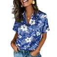 thumbnail image 2 of Minjewel Women's Short Sleeve Satin Blouse Silk Tops Button Down Shirts Business Casual Work Office Wear Dressy Chic Tops,Blue,M, 2 of 8