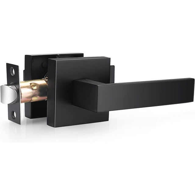 Leviers Mats pour Porte de Passage, Poignées Carrées pour Hall et Garde-Robe, Poignées de Porte Robustes pour Intérieur, Ensembles de Leviers Anti-Blocage Réversibles pour Porte Droitier/gauche