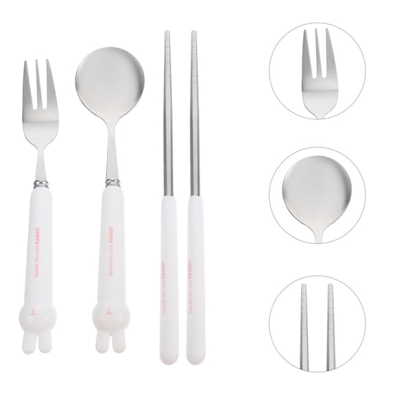 VERDANVERSE Travel Silverware Set Stainless Steel White PP with Case 1Set