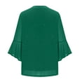 thumbnail image 3 of Cavosen Ladies Tops and Blouses 3/4 Sleeve V Neck Glitter Sparkly Mesh Print Pullover Shirts Ruffle Sleeve Shiny Blouse Flowy Tunic Solid Color Party Tshirts Novelty Tees Green 2XL, 3 of 6